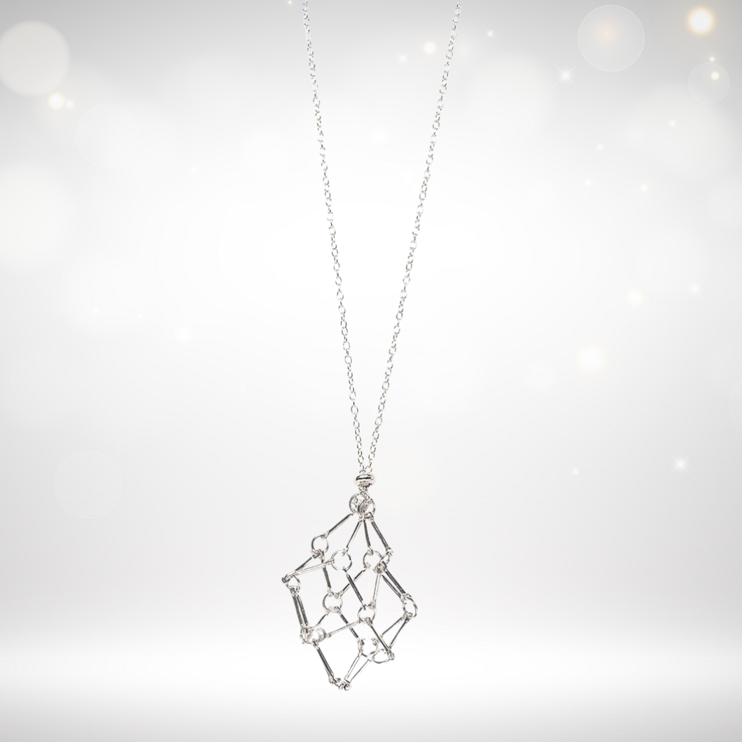 COLLIER AJUSTABLE AVEC CAGE METAL VIDE COULEUR ARGENT