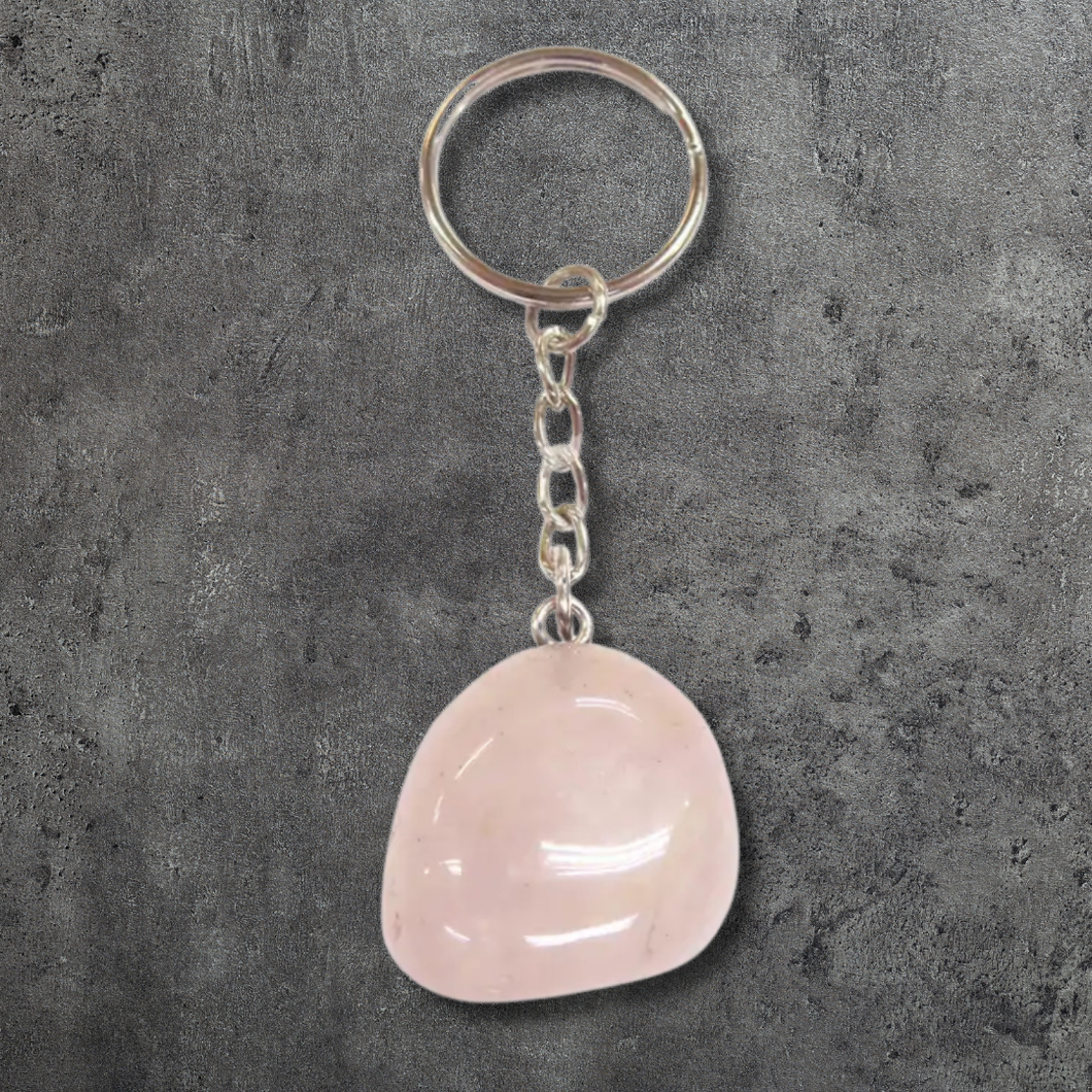 PORTE-CLÉS PIERRE ROULÉE: QUARTZ ROSE
