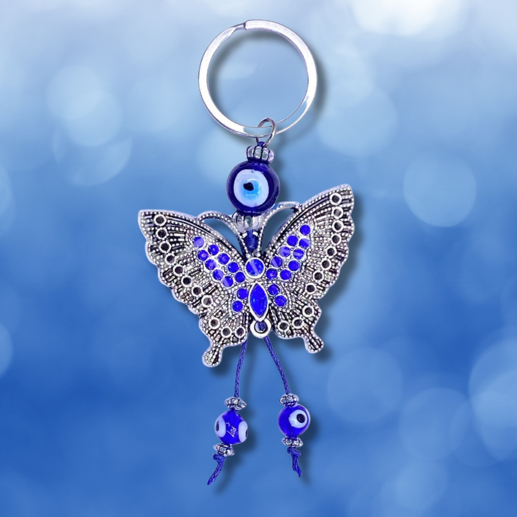Porte-clés porte-bonheur papillon avec œil protecteur