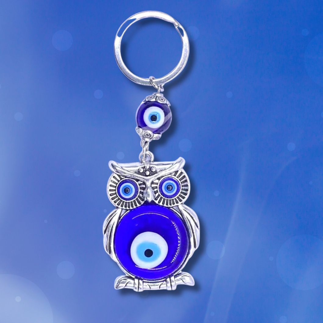 PORTE-CLÉS CHAÎNE - HIBOU VEILLEUR ET  MAUVAIS ŒIL