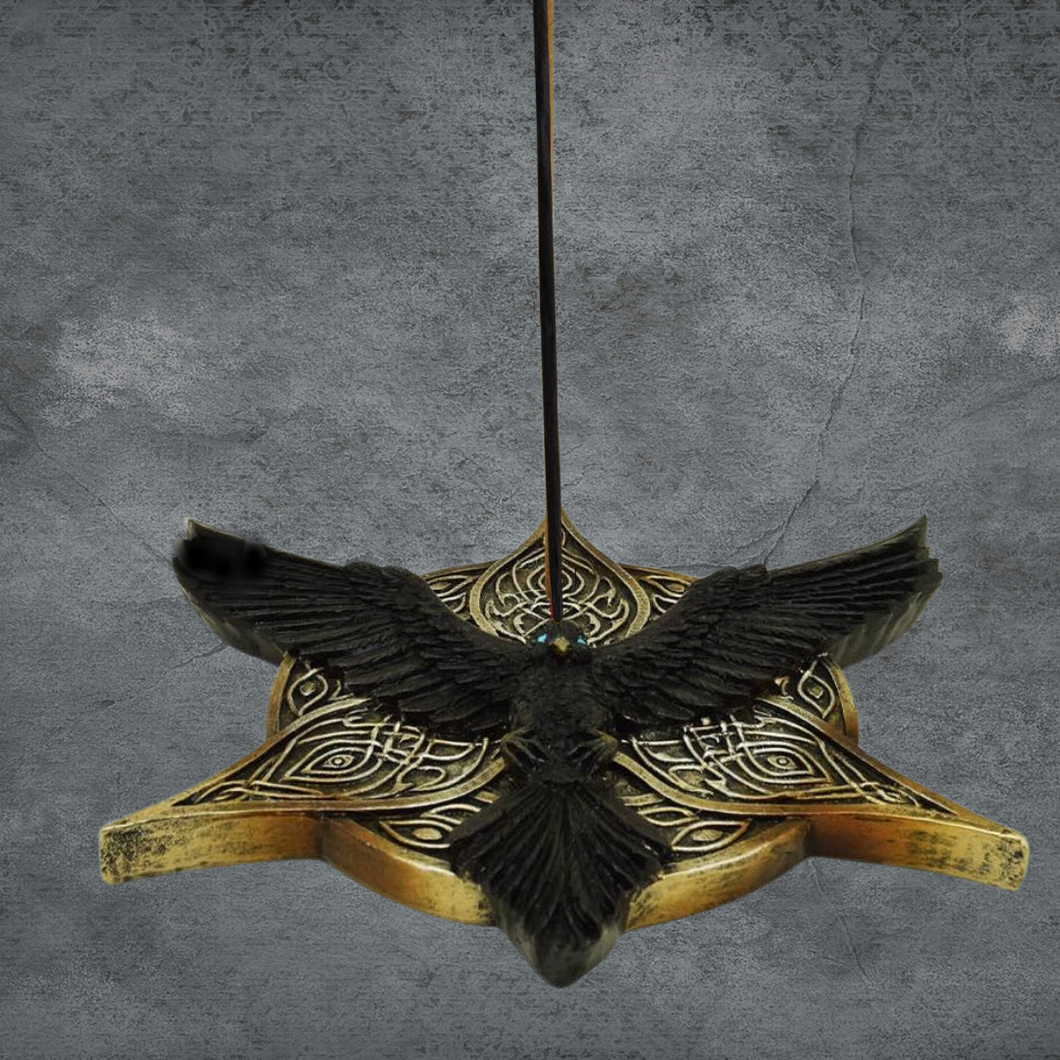 Porte-encens en forme de corbeau 