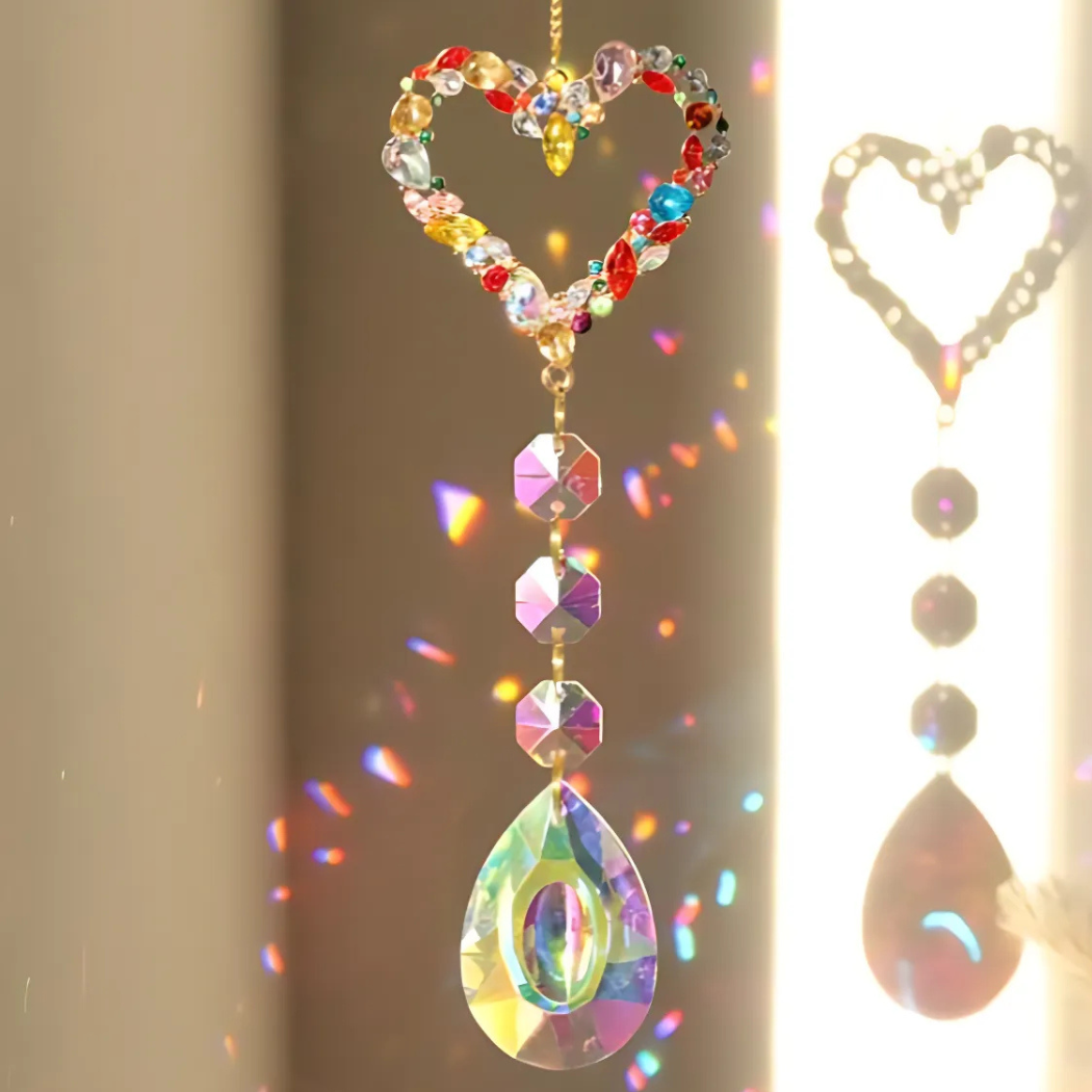 Capteur Solaire avec Coeur Multicolore