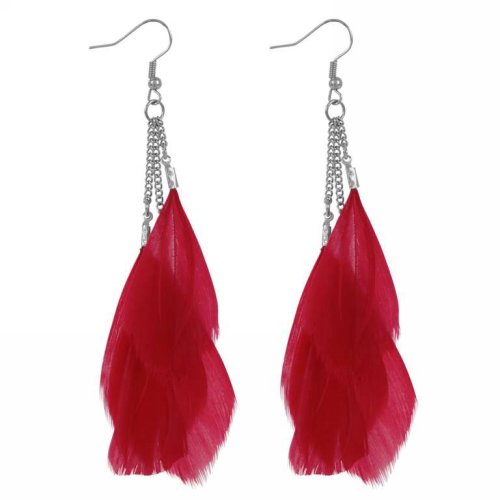 Boucles d'oreilles plumes rouges