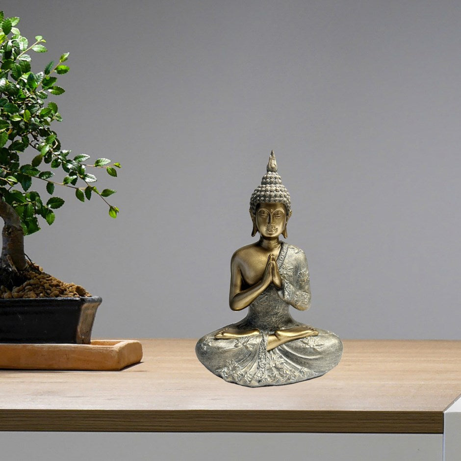 Statue de bouddha en résine dorée  6