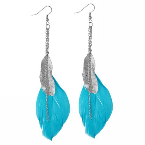 Boucles d'oreilles plume turquoise