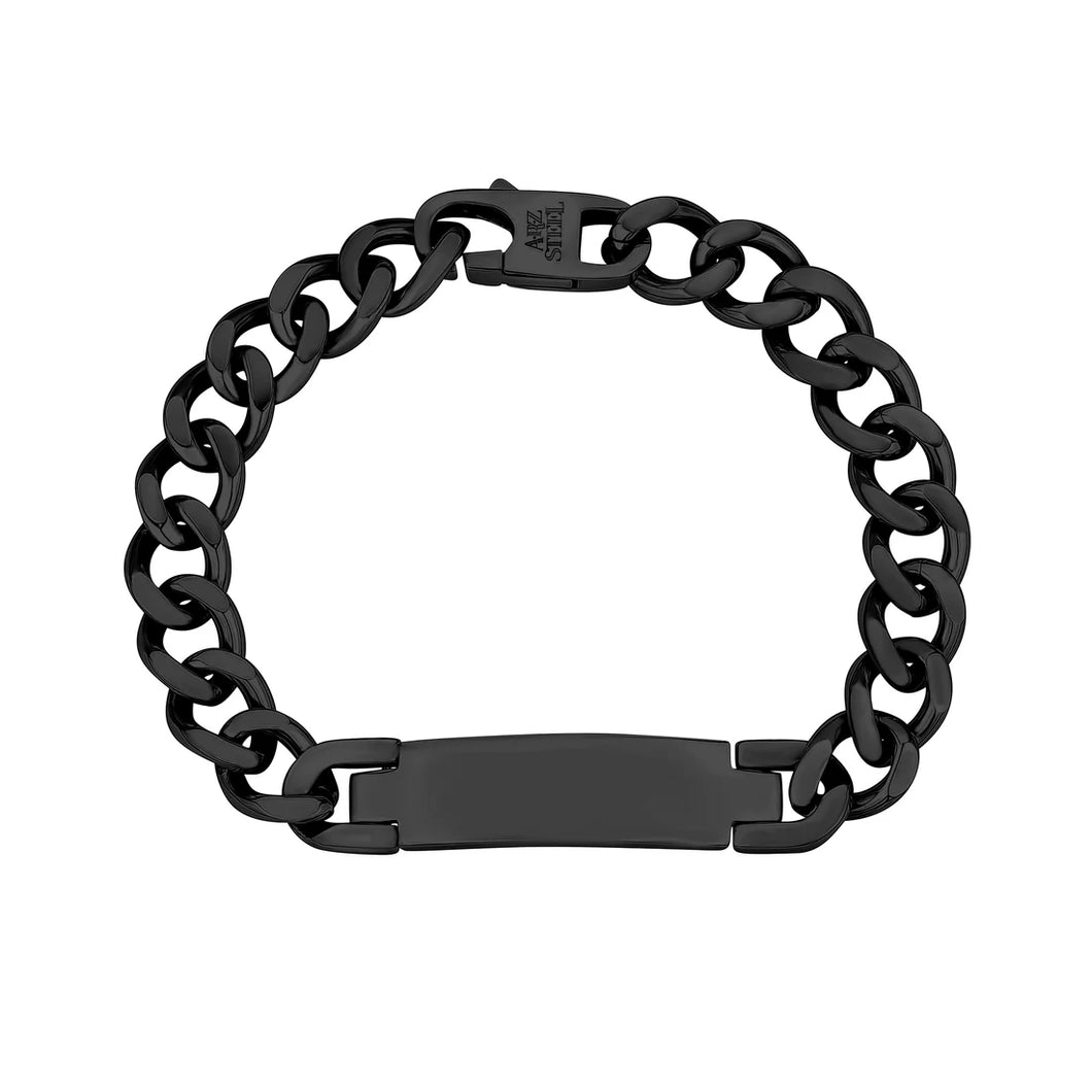 Bracelet à Cubain en Acier Inoxydable Noir 10 mm