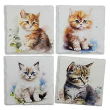 Charger l&#39;image dans la galerie, Sous-verre en pierre Lot de 4 chatons
