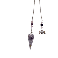 PENDULE   LÉPIDOLITE  TRIPLE LUNE -12.5″L
