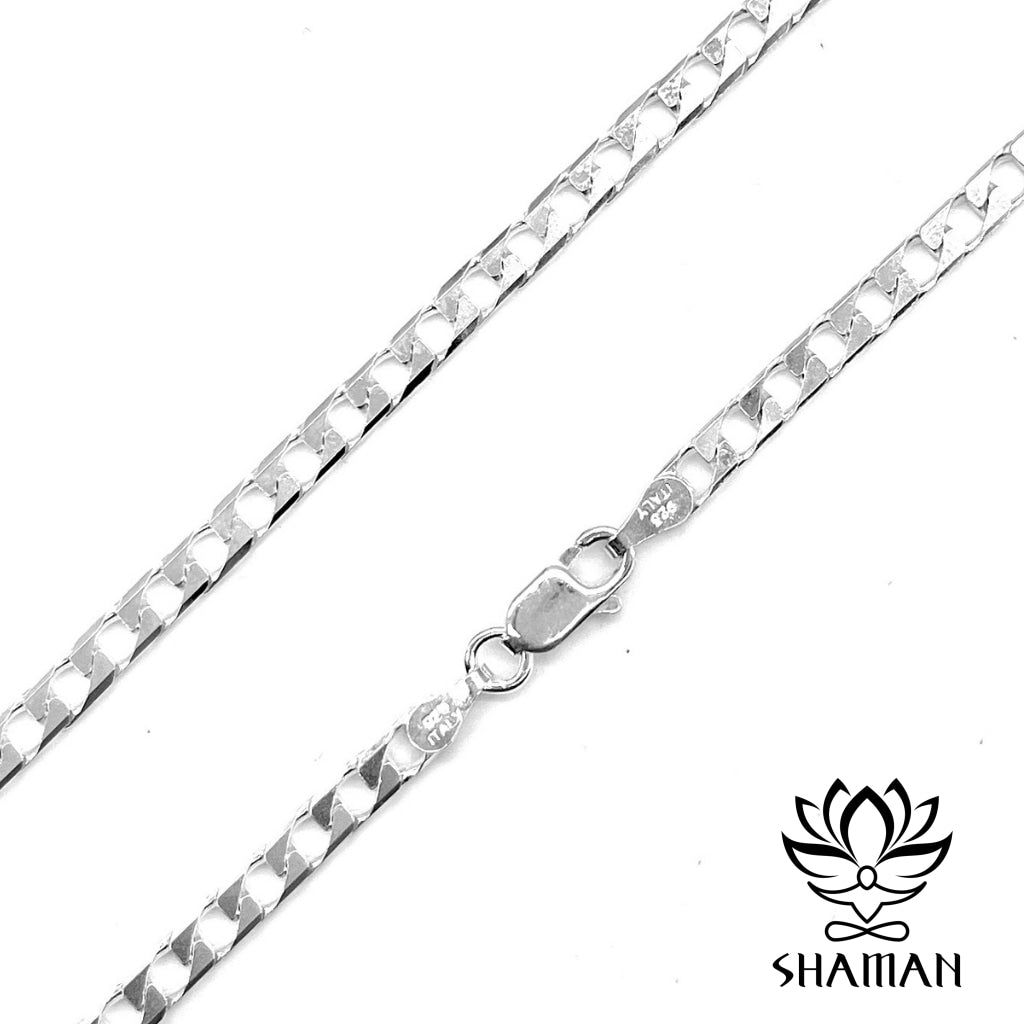 #79- 20 Gourmette Rectangle Chaine En Argent