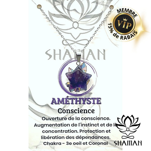 Améthyste Étoile Sur Chaine Pendentifs Shaman