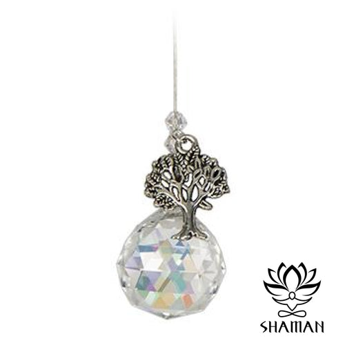 Boule De Cristal Avec Arbre Vie C370 Capteur Soleil