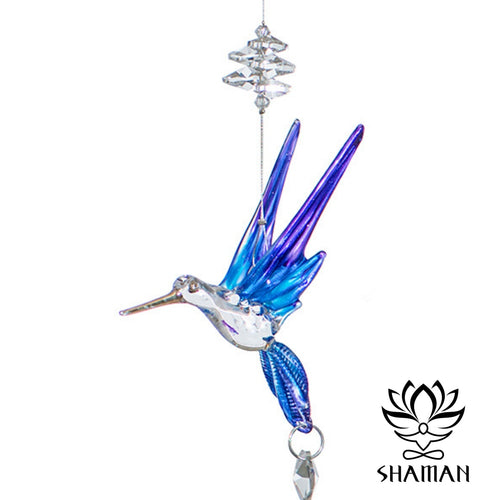 Colibri De Verre Bleu G500 Capteur Soleil
