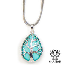 Charger l&#39;image dans la galerie, Collier Arbre De Vie En Alliage Zinc Avec Turquoise Pendentif Pierre
