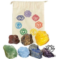 Ensemble De Pierres Brutes Chakras Énergigantes +Sac Naturel Pierre Roulées