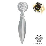 Grand Athamé De Sélénite Avec Pentacle Athamé En Sélénite