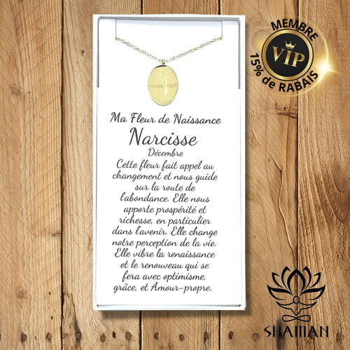 Ma Fleur De Naissance Narcisse (Décembre) Plaqué Or 18K Pendentif Fleur Naissance Shaman