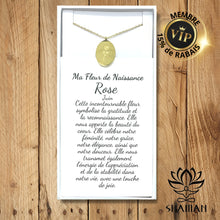 Charger l&#39;image dans la galerie, Ma Fleur De Naissance Rose (Juin) Plaqué Or 18K Pendentif Fleur Naissance Shaman
