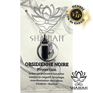 Obsidienne Noire Double Pointe Sur Chaine (2) Pendentifs Shaman