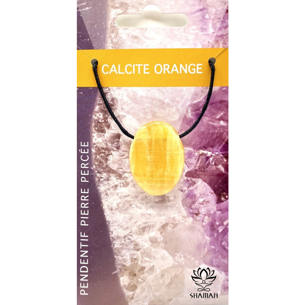 Pendentif De Pierre Calcite Orange Pendentif