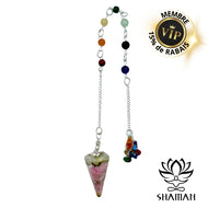 Pendule Avec Les Pierres Des Chakras Et Pointe De Rhodonite Pendule