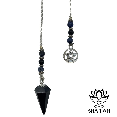 Pendule En Obsidienne Avec Pentacle Pendule