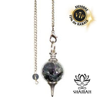 Pendule Séphoroton En Verre Avec Éclats De Tourmaline Noire & Fluorite Pendule