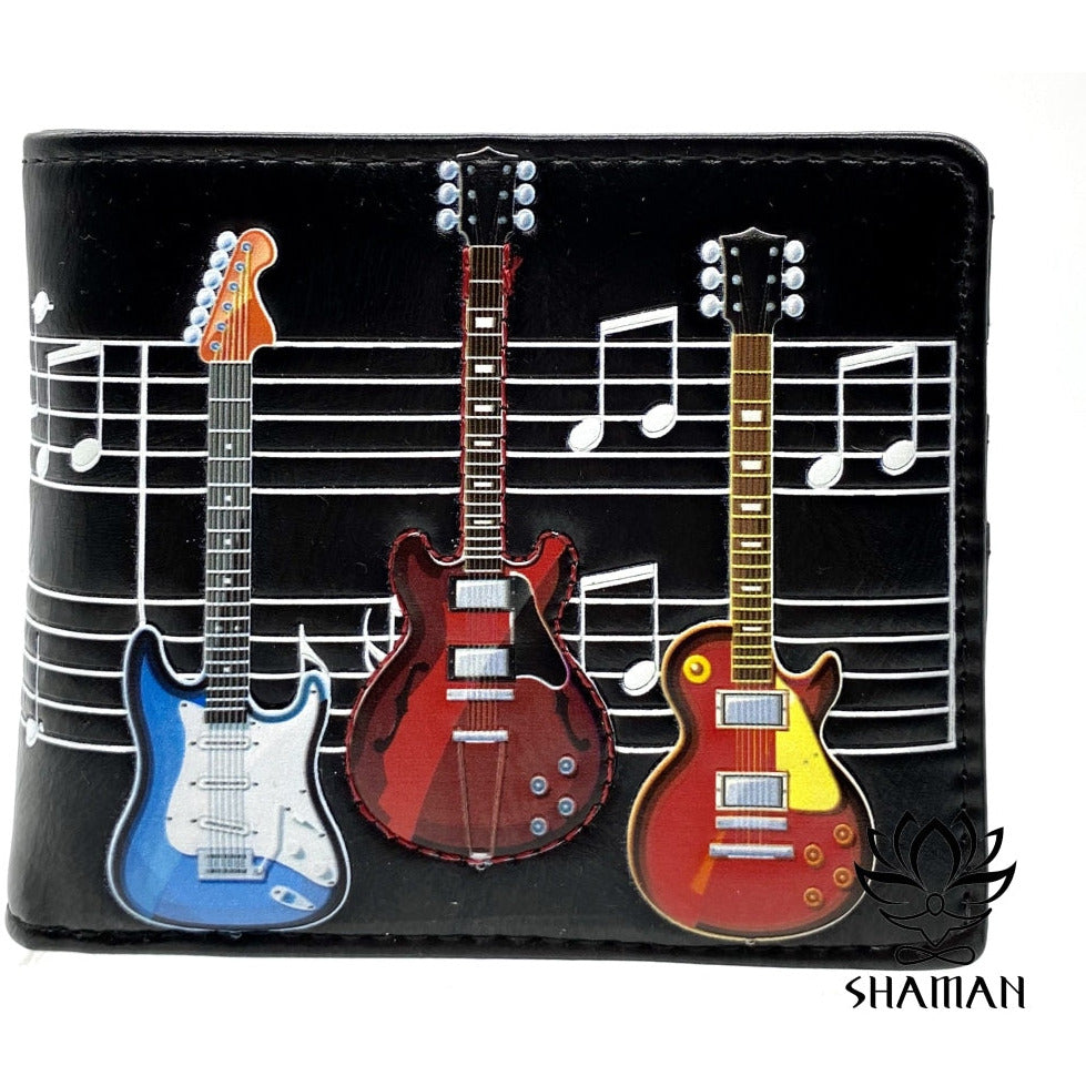 Portefeuille Vegan Guitares Électriques Et Partition Portefeuille