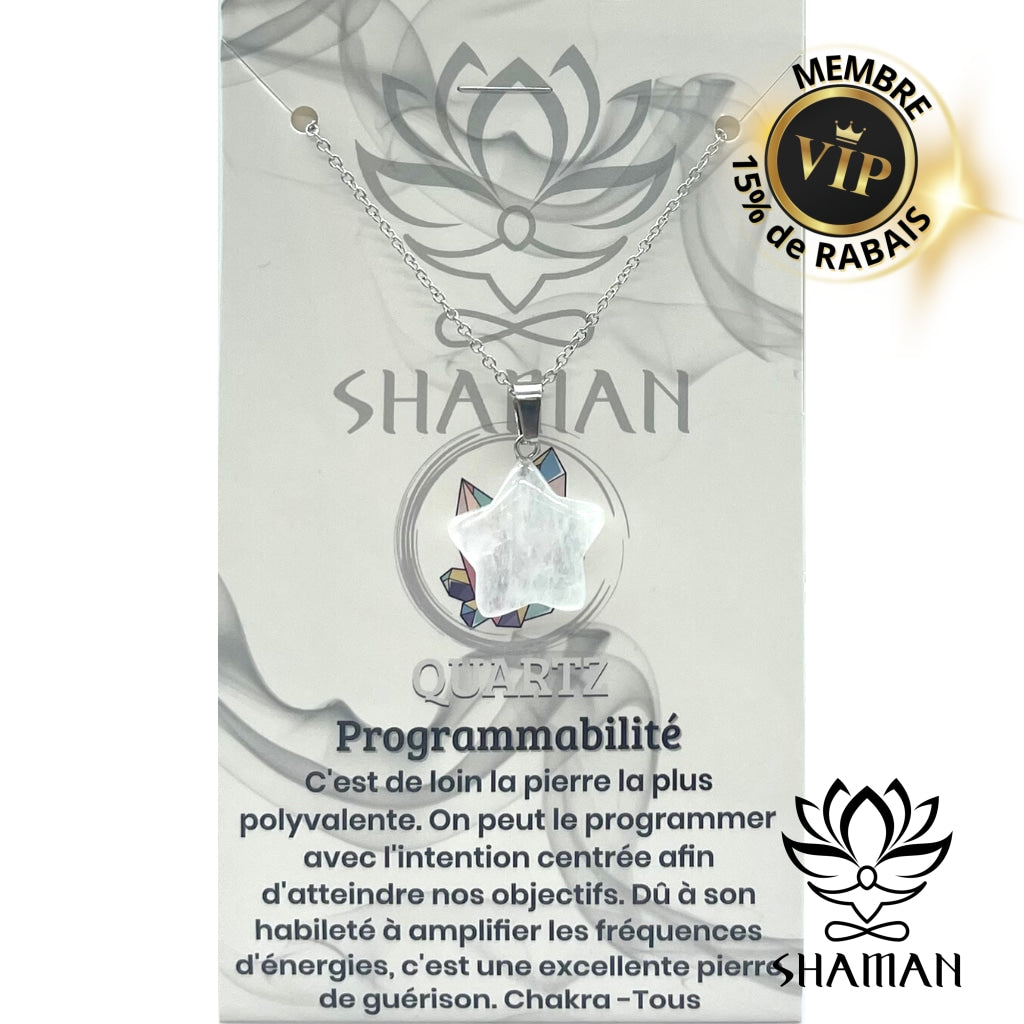 Quartz Étoile Sur Chaine Pendentifs Shaman