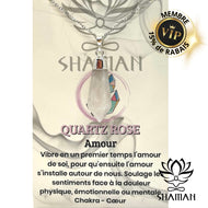Quartz Rose En Pointe De Diamant Sur Chaine Pendentifs Shaman