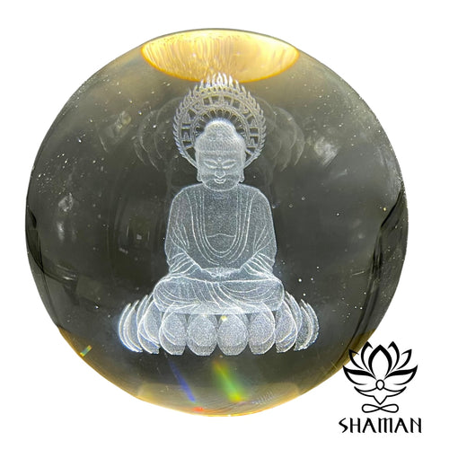 Sphère Avec Bouddha En Verre Clair 3 Sphère
