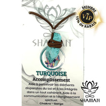 Charger l&#39;image dans la galerie, Turquoise Point Poli Avec Une Enveloppe En Cuir Pendentifs Shaman
